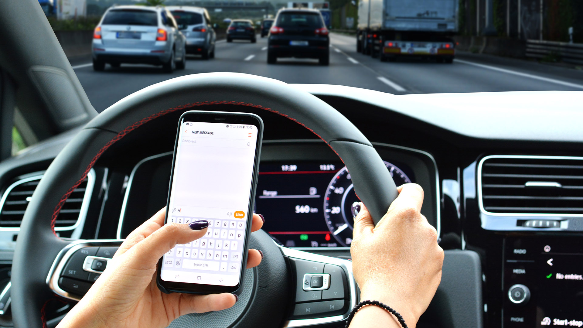 Texting and driving - car accident causes