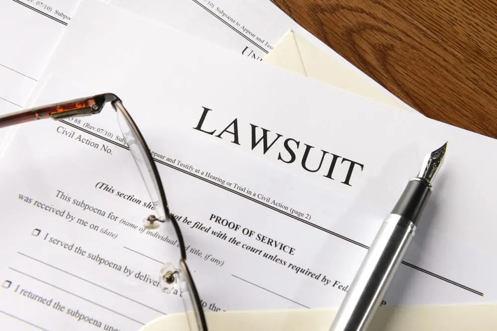 Lawsuit papers with Civil Action and Subpoena verbiage