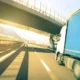 Speeding semi truck on highway.