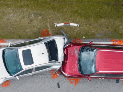 Car accident seen from above.