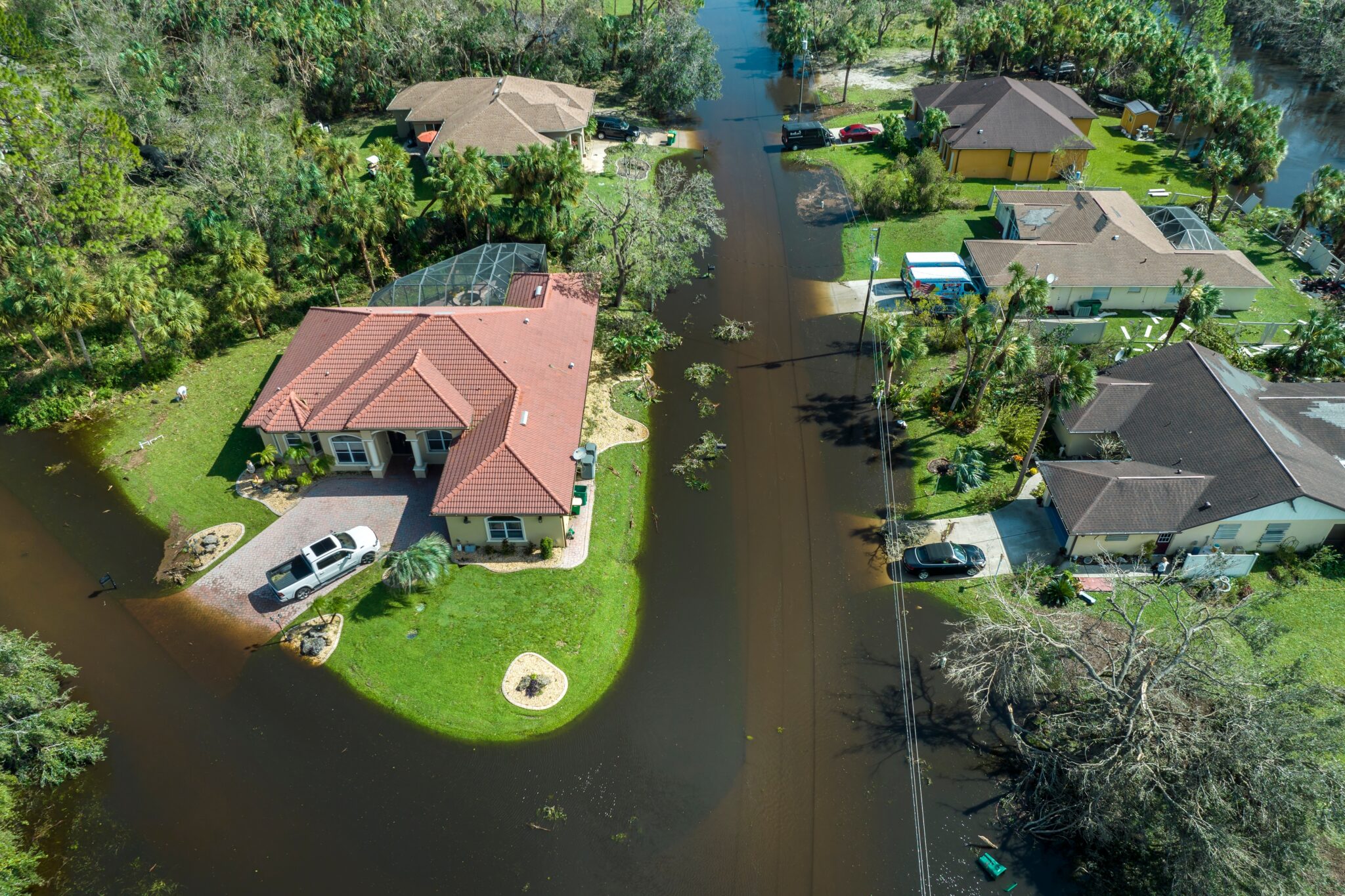 Flooded houses
